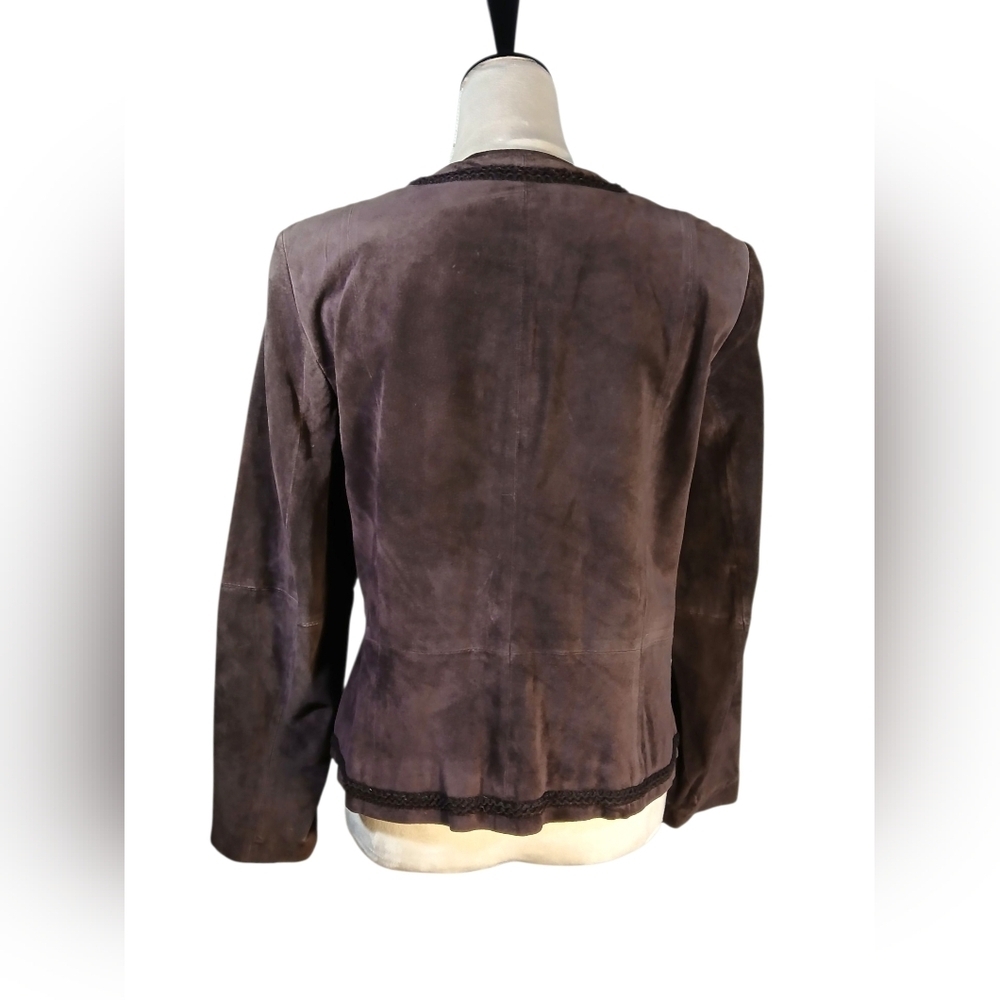 Kate Hill Suede Plum Petite Jacket With Decorative Binding Size 14P - Picture 4 of 7
